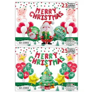 Christmas balloon set with Santa Claus and foil letters for festive party decoration.