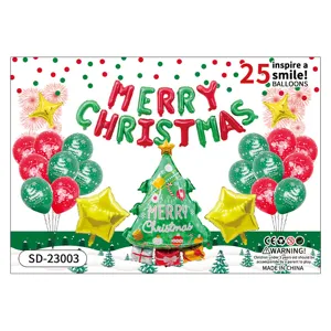 Christmas balloon set party decorations with merry christmas letters and tree balloons