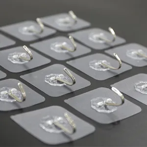 Transparente spurlose Klebehaken fuer die Wandmontage, starke Haltekraft im Haushalt.