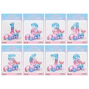 Starry Number Mermaid Balloon Set for Kids Birthday Party Decoration Party Supplies