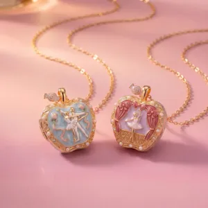 Emaille Ballet Meisje Carrousel Openbare Appel Medaillon Ketting Koper Strass Cartoon Hanger Sieraden Voor Vrouwen Cadeau