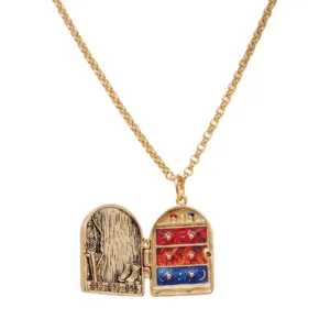 Vintage gouden magische kledingkast medaillon ketting, openbare geheime kast hanger.