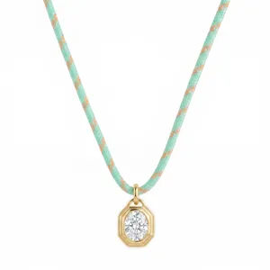 Stainless steel geometric zircon multi-color cord necklace, elegant 18k gold plated jewelry.
