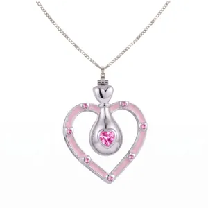 Exquise collier flacon de parfum avec zircon rose pour un style de conte de fées charmant et unique