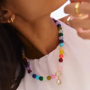 Handgemaakte gekleurde kralen ketting met druppel kristalhanger mode sleutelbeen sieraden