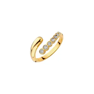 Elegante open ring van verguld roestvrij staal met schitterende zirkonia stenen voor dames.