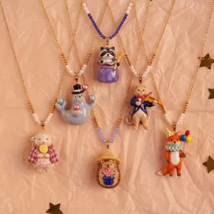 Schattige Cartoon Dier Hanger Ketting Vrouwen Koper Emaille Kleurrijk Schilderen Kunstparel Strass Ketting Sieraden