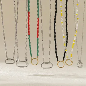 Collier Géométrique Anneau Ouvert Maillon de Chaîne de Base Bricolage en Acier Inoxydable Minimaliste Pour Hommes Femmes Chaîne de Bijoux Électroplaquée sous Vide Or Argent Cadeau
