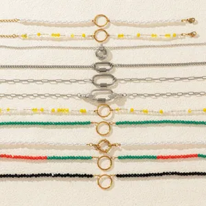 Ensemble de chaînes de collier en acier inoxydable DIY avec perles et cristaux