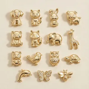 Pendentifs animaux dorés kit accessoires bijoux DIY mignons en métal pour bracelet.