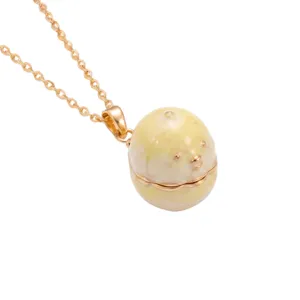 Gold plated cute animal spherical locket necklace sweet pendant jewelry fashion accessory for women