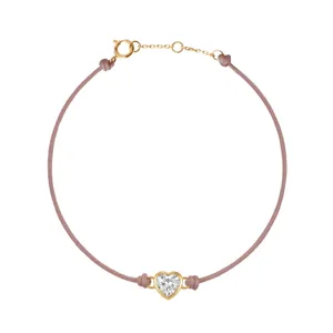 Collier minimaliste plaqué or 18k zircone cœur cordon rose pour femmes style élégant