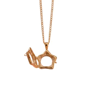Vergoldete Stern Medaillon Halskette Anhänger, Modeschmuck Accessoire für Damen Alltag.