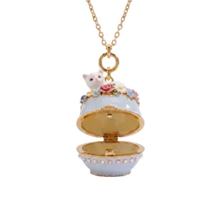 Collana con ciondolo gatto uovo apribile alla moda, gioielli placcati in oro da donna