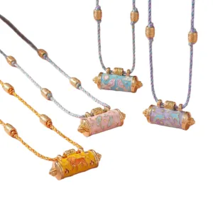 Enamel prayer wheel animal braided necklace gold plated fashion pendant jewelry wholesale