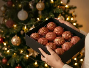 Vintage Christmas ball set 8cm decorative hanging ornaments in gift box for holiday tree