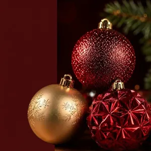 Christmas baubles set with glitter, matte and geometric textures for holiday tree hanging decor.
