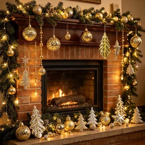Bolas colgantes para árbol de navidad y juego de colgantes decorativos para fiestas.