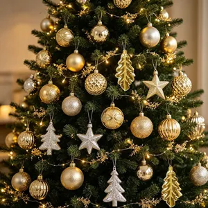 Adornos colgantes para árbol de navidad bolas de plástico oro plata decoración de fiesta