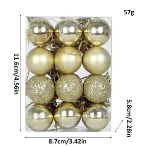Goldene Christbaumkugeln Set 3cm kleine Plastikbäume Hängend Dekoration Geschenkbox 57g