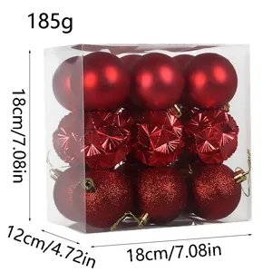 Palline di Natale rosse set sfere decorative in plastica scatola ornamenti per feste albero