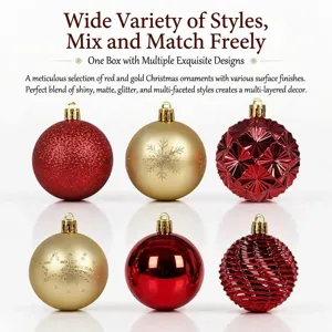 Christmas baubles set red gold shatterproof plastic ornaments for tree holiday decor