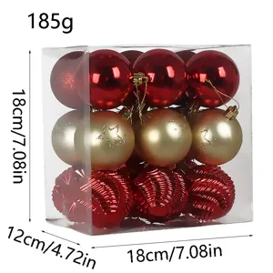 Christmas ball boxed set decorative plastic hanging pendants for holiday tree and party decor.