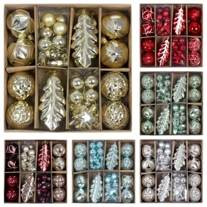 Bolas de Navidad de Plástico Pintado Galvanizado Colgantes de Hoja Estrella Árbol Para Decoración de Árbol Fiesta Hogar