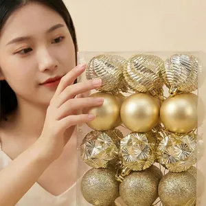 Set de bolas de Navidad doradas 6cm 36 piezas adornos colgantes para arbol festivo