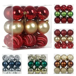 Painted Christmas Ball Ornaments Shatterproof Plastic Baubles For Holiday Tree Party Window Home Decor Green Gold Red Blue Silver Baubles