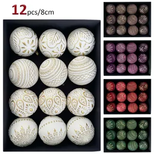 Retro European Relief Christmas Ball Ornaments Antique Plastic Xmas Tree Hanging Baits Holiday Party Home Decoration
