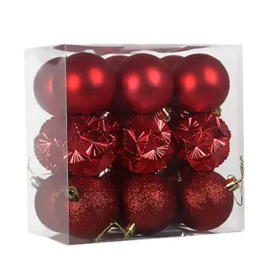 Set di 18 palline di Natale rosse 6 cm decorazioni appendibili per albero e festa natalizia
