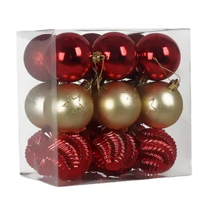 Christmas tree decoration baubles set red and gold plastic balls for holiday party