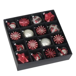 Set di palline per albero di Natale 24 pz rosse galvanizzate decorazione scatola regalo