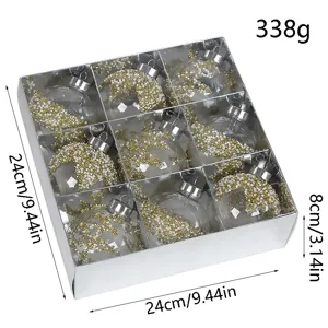 9 Stk. Transparente Christbaumkugeln Set mit Glitzerperlen für Weihnachtsbaum Deko 8cm