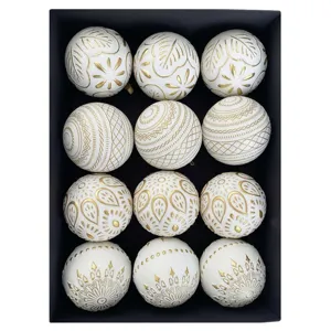 12pcs Antique Christmas Balls 8cm Set Vintage Hanging Ornaments for Tree Holiday Decor