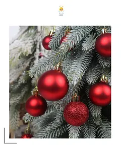 Red Christmas tree ball ornaments set matte glitter hanging baubles holiday decor