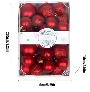 Christmas ball set red shatterproof ornaments holiday tree hanging decorations 26pcs box