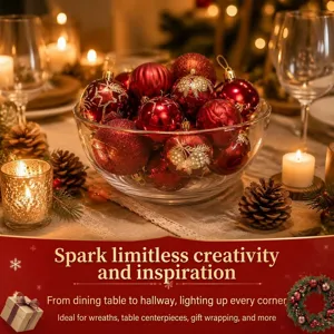 Set de bolas de Navidad pintadas rojas adornos colgantes árbol festivo regalo bol de cristal