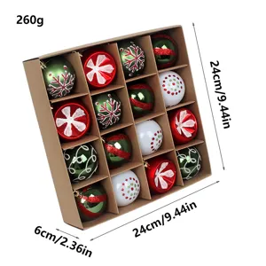 Weihnachtskugeln Set im Karton mit Glitzer Schneeflocken Muster, perfekte Weihnachtsbaum Deko.