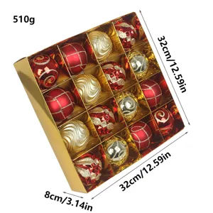 Weihnachtsbaumkugeln Set in Goldbox 16 Stueck 32x32cm Christbaumschmuck Dekorationen