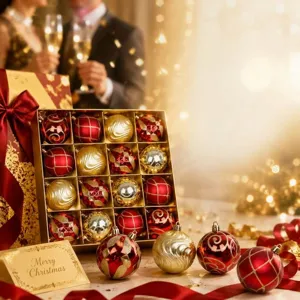 Weihnachtsdekoration 8cm 16 Stuck Set galvanisierte Plastikbaelle Christbaumschmuck Kugeln