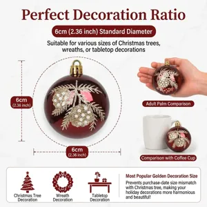 Bola de Navidad decorativa de 6 cm con diseño brillante de piña para árboles y coronas festivas.