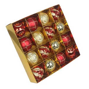 16er Set Weihnachtskugeln 8cm rot gold bemalte Kunststoff Christbaumkugeln fur Tannenbaum.