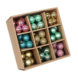 Colorful Christmas ball ornaments set 3cm plastic tree hanging pendants for holiday party decor.