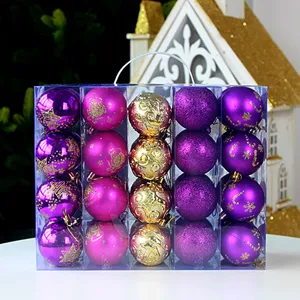 6cm Weihnachten Kugel Set dekorative Plastik Ornamente lila gold bemalt für Party!