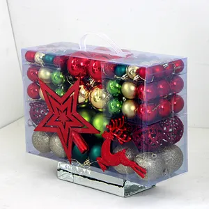 Weihnachtskugeln 102Stk Christbaumschmuck Set in transparenter PVC Box für Dekoration