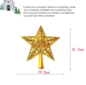 Estrella hueca dorada punta de árbol de navidad 21cm decoración festiva navideña