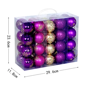 Weihnachtskugel Set 40 Stück 6cm Kunststoff Dekoration Kugeln mit Box lila gold.