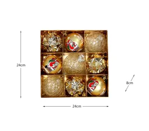 Weihnachtskugeln Set 9 Stk 8cm goldene Christbaumkugeln Deko Schachtel Baumschmuck Set